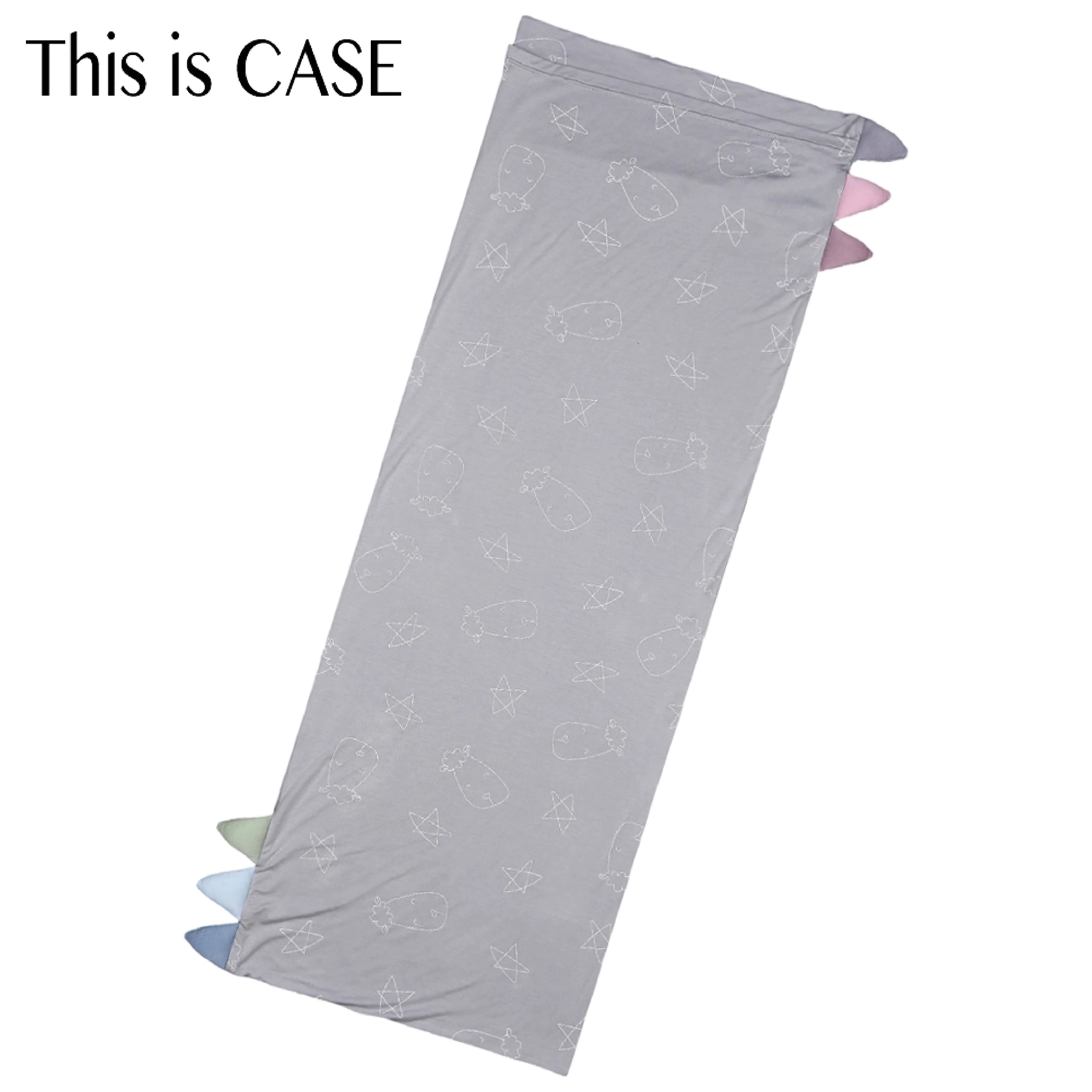Bed-Time Buddy Case Cute Big Star & Head Grey with Color tag - Medium