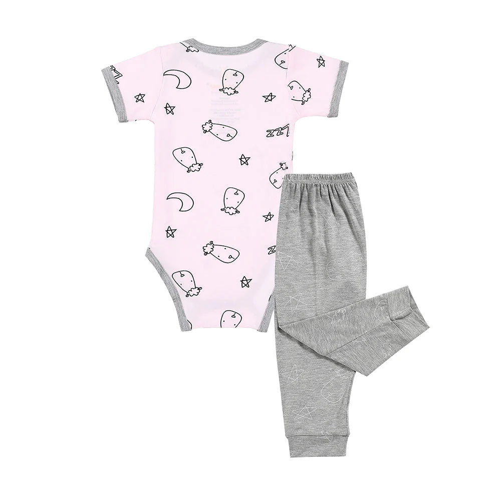 Short Sleeve Onesie Sweet Dreams Baa Baa Pink + Pant Sweet Dreams Baa Baa Grey