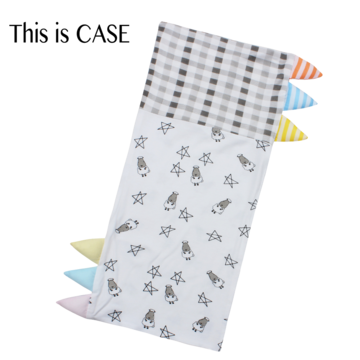 Bed-Time Buddy™ Case Small Star & Sheepz White + Checkers Grey with Color & Stripe tag - Medium