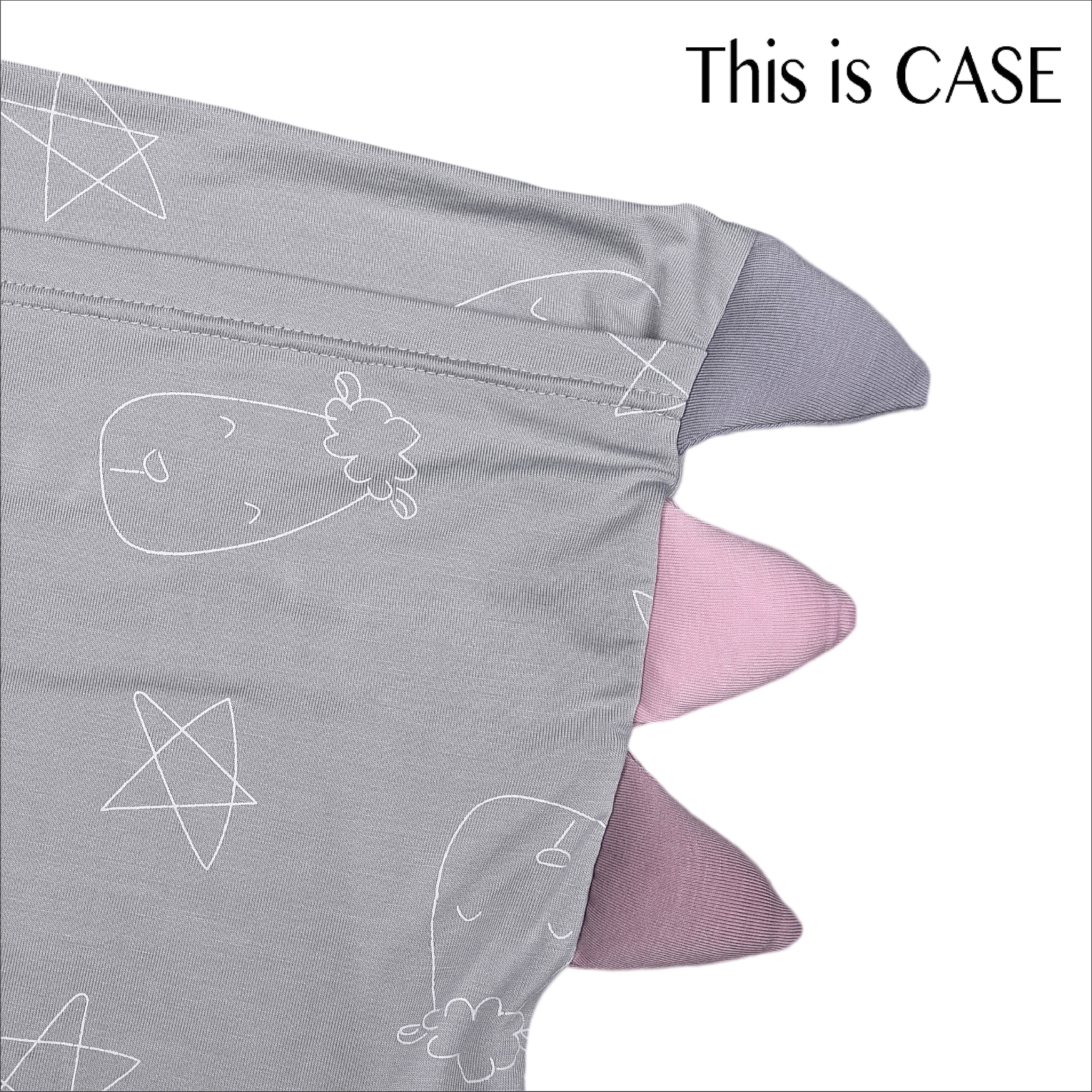 Bed-Time Buddy Case Cute Big Star & Head Grey with Color tag - XL