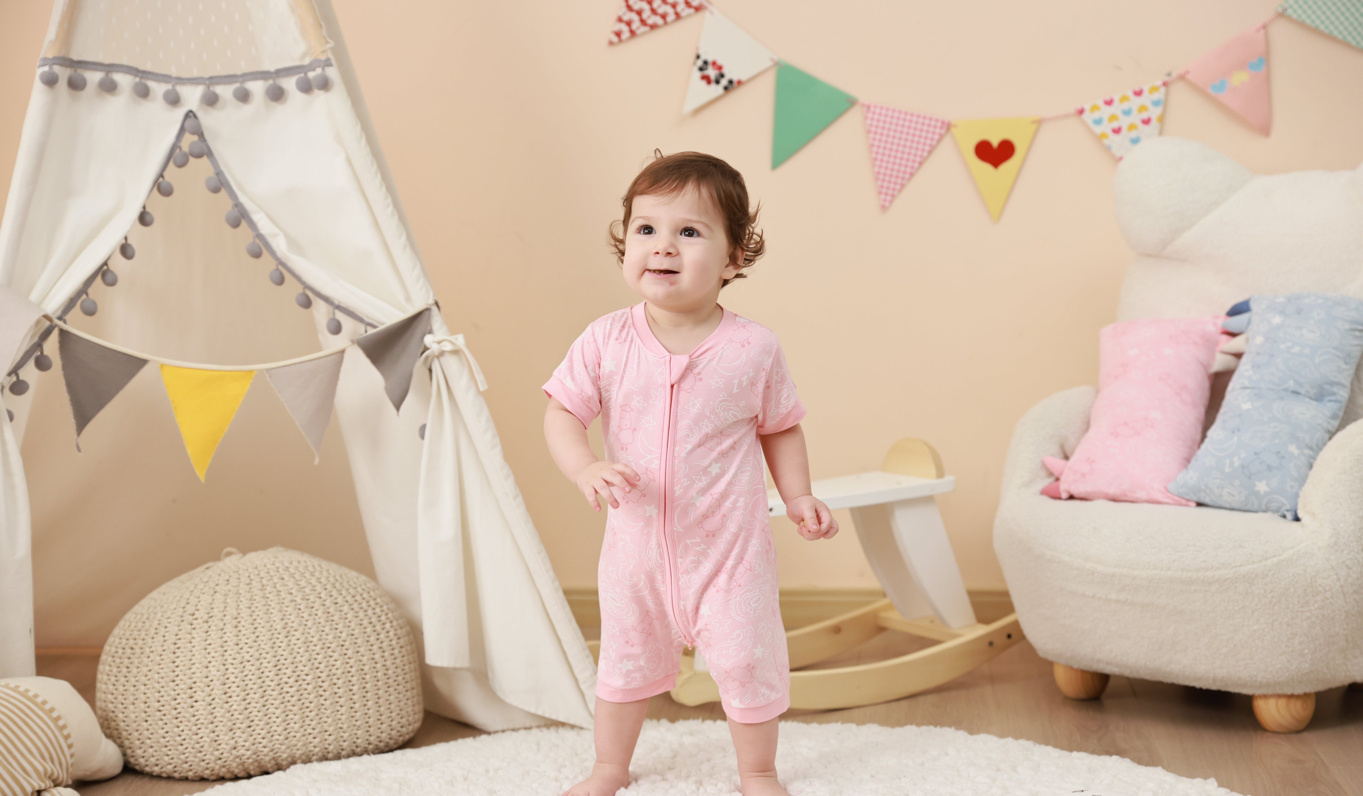 Romper Short Sleeve Zip Baa Baa in the Universe Blue