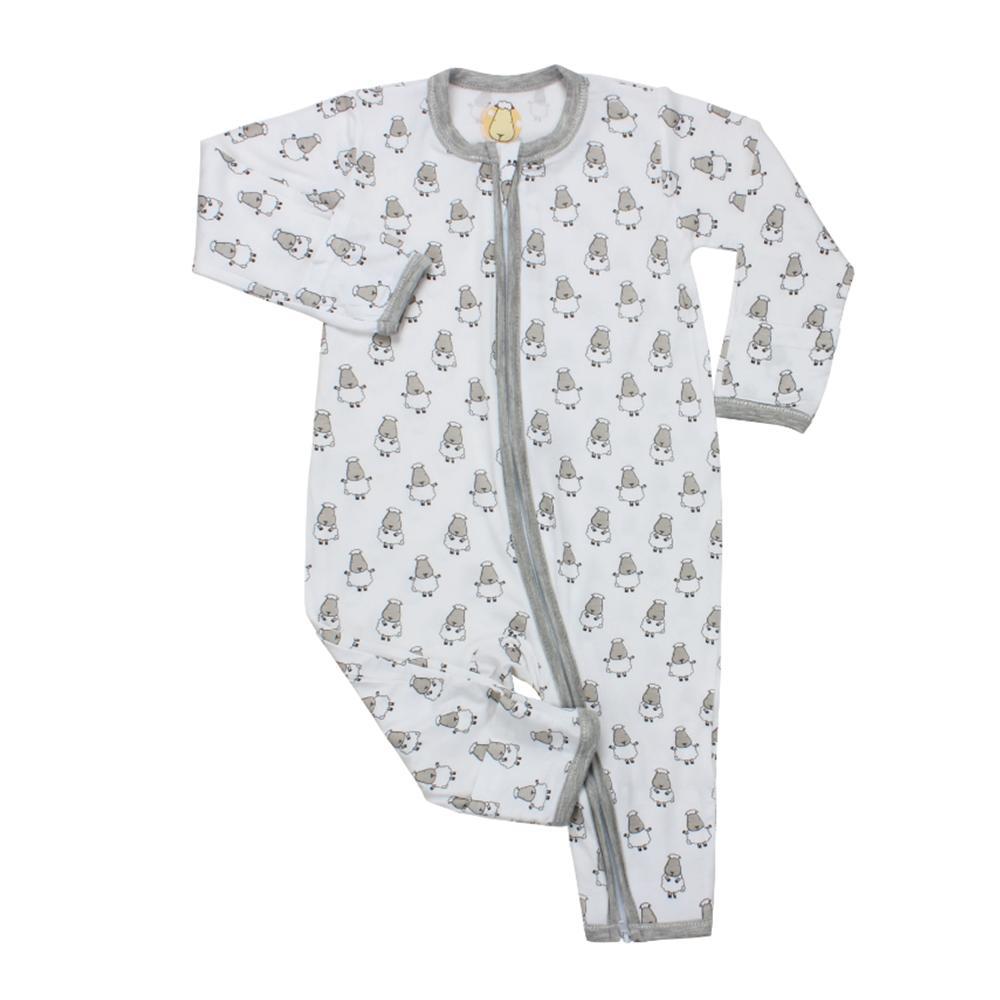 Romper Zip White Small Sheep