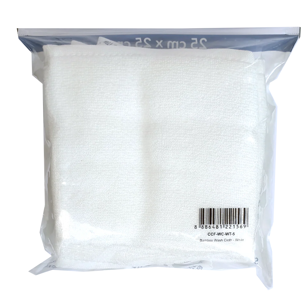 CrokCrokFrok Bamboo Wash Cloth - White - Bundle Of 5 Pieces