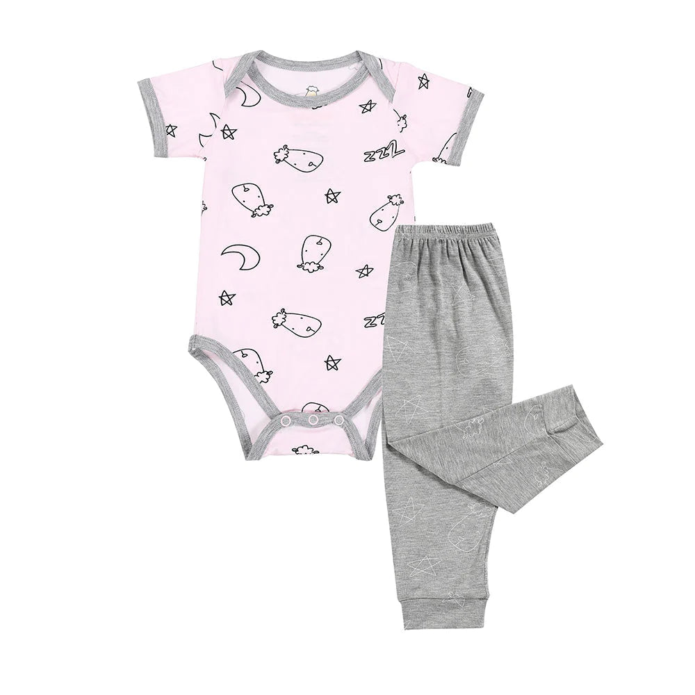 Short Sleeve Onesie Sweet Dreams Baa Baa Pink + Pant Sweet Dreams Baa Baa Grey