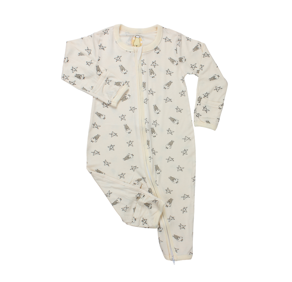 Romper Zip Yellow Small Sheep & Stars