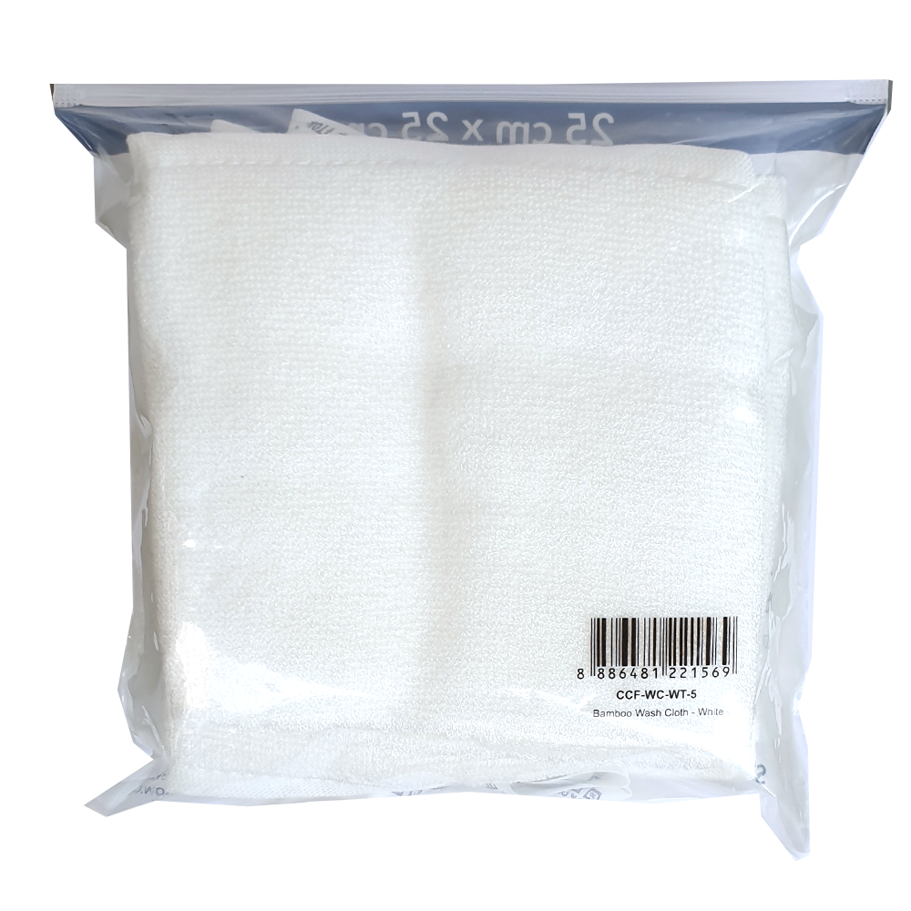 CrokCrokFrok Bamboo Wash Cloth - White - Bundle Of 5 Pieces