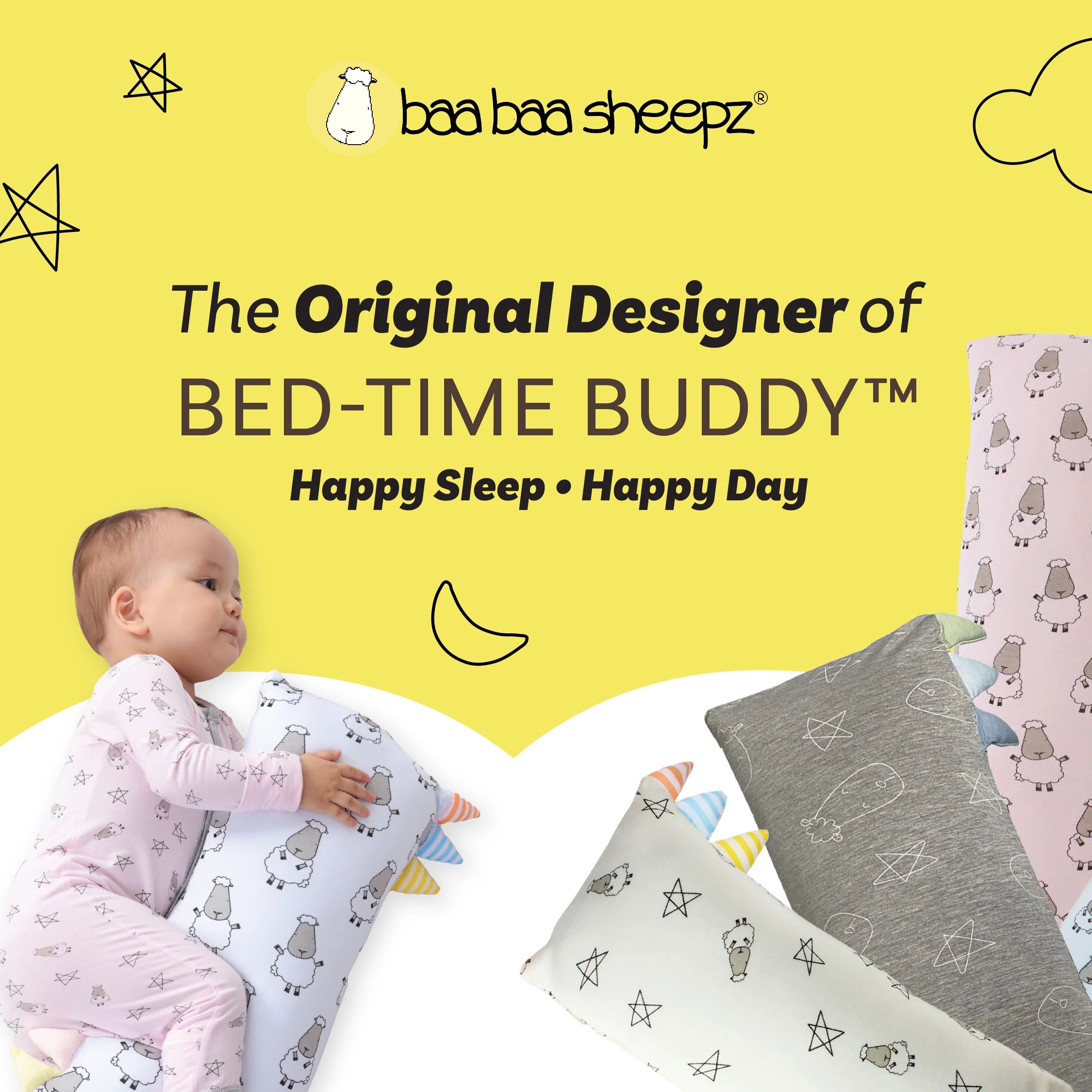Bed-Time Buddy Big Sheepz Grey with Stripe, Polka Dot & Checkers tag Grey - 2XL