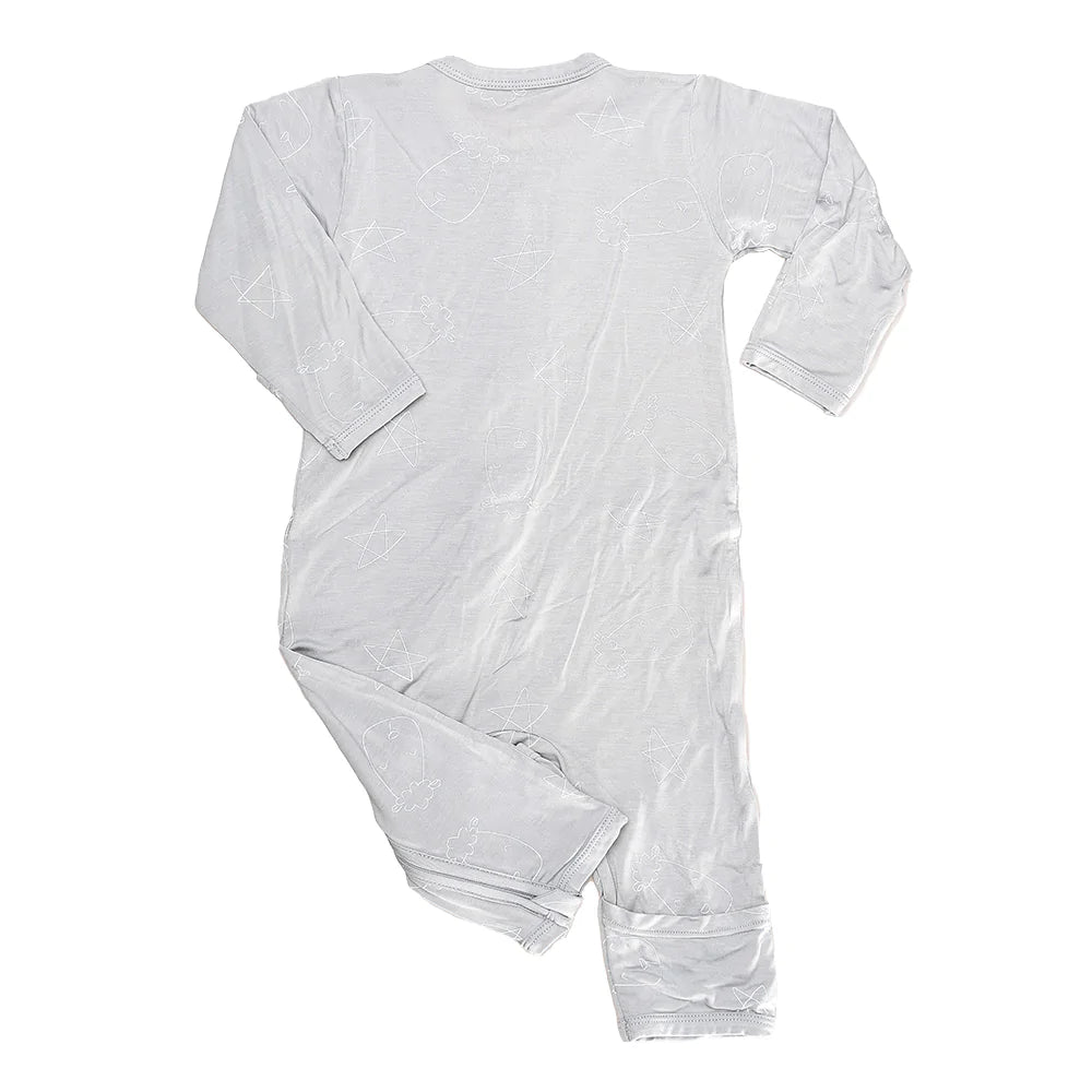 Romper Zip Cute Big Star & Head Grey