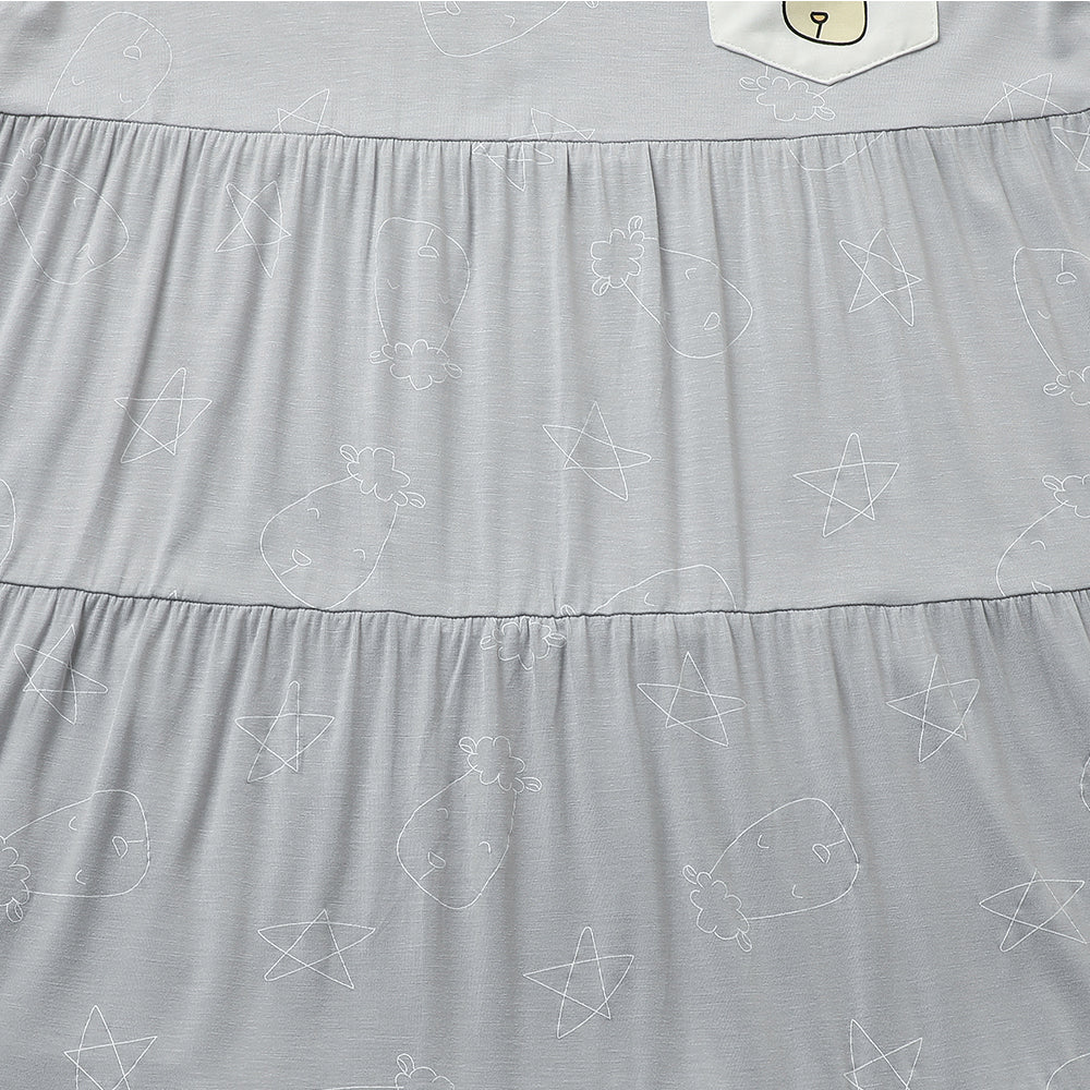 Tiered Dress Cute Big Star & Head Grey