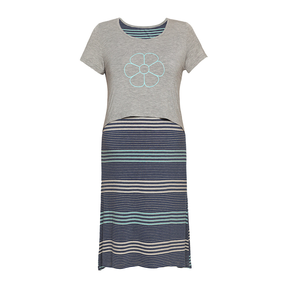 DooDooMooky Maternity & Nursing Sleeveless Dress Violet with Stripe