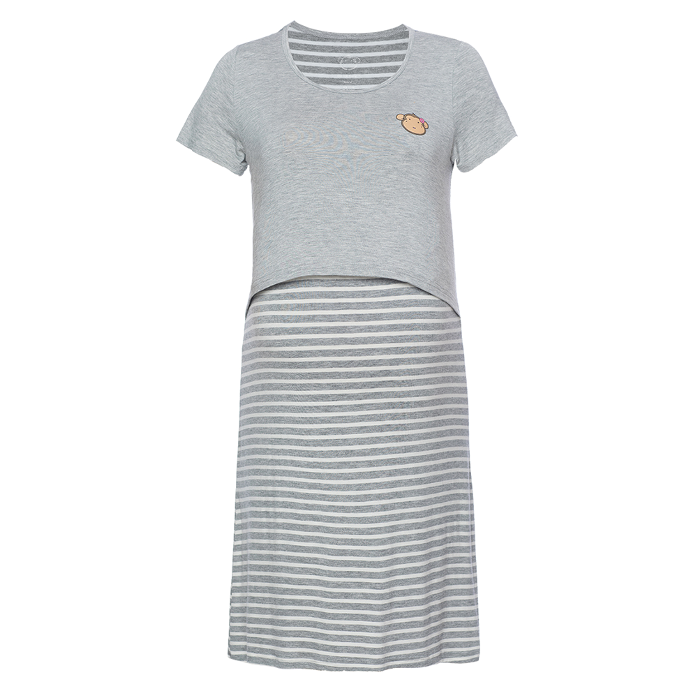DooDooMooky Maternity & Nursing Sleeveless Dress Violet with Stripe