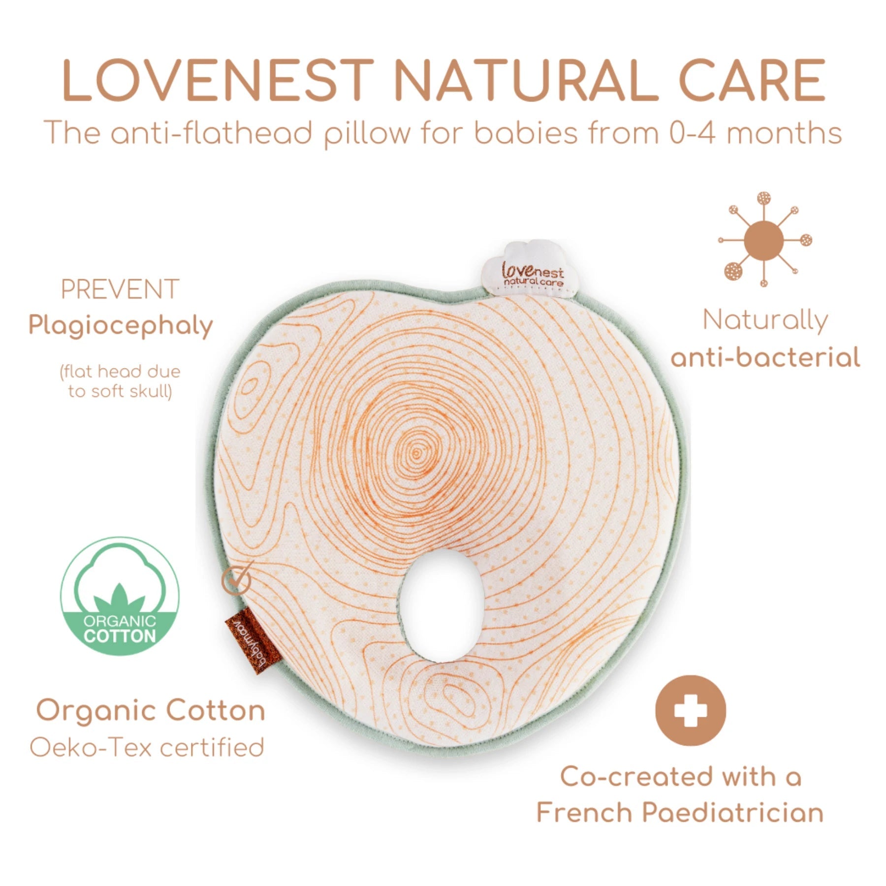 Babymoov Lovenest Natural Care Anti-flat Head Pillow