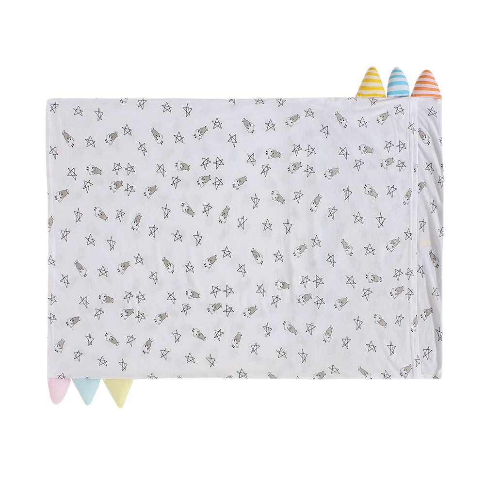 Bed-Time Buddy™ Case Small Star & Sheepz White + Checkers Grey with Stripe tag - Small