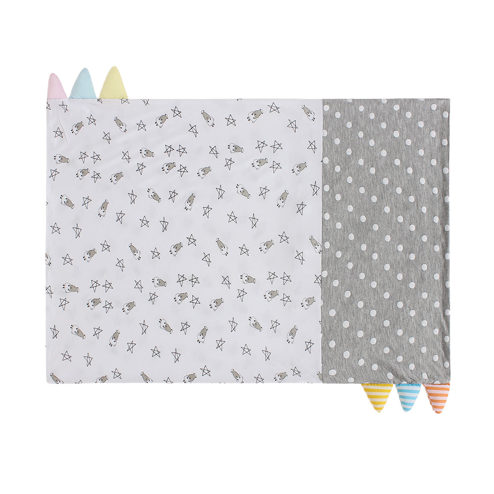 Bed-Time Buddy™ Case Small Star & Sheepz White + Checkers Grey with Stripe tag - Small