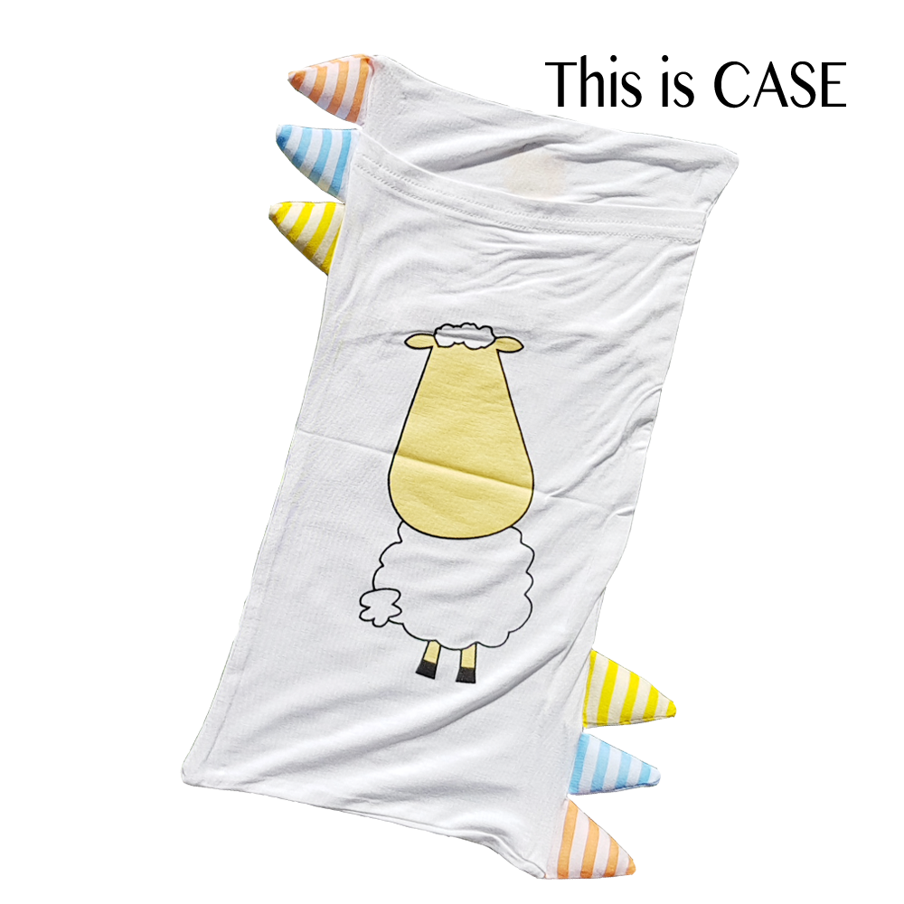 Bed-Time Buddy™ Case Front & Back Sheepz White with Color & Stripe tag - Jumbo