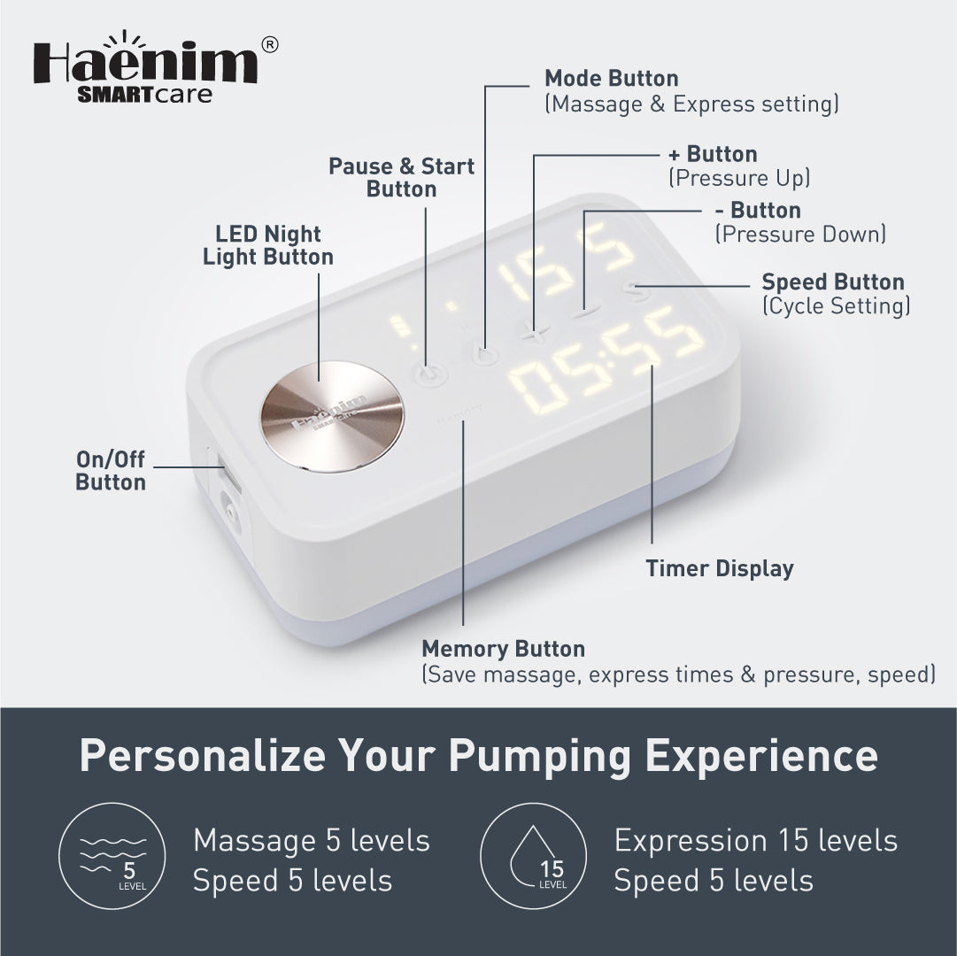 Haenim NexusFit™ 7V+ Portable Electric Breast Pump - Black Gold