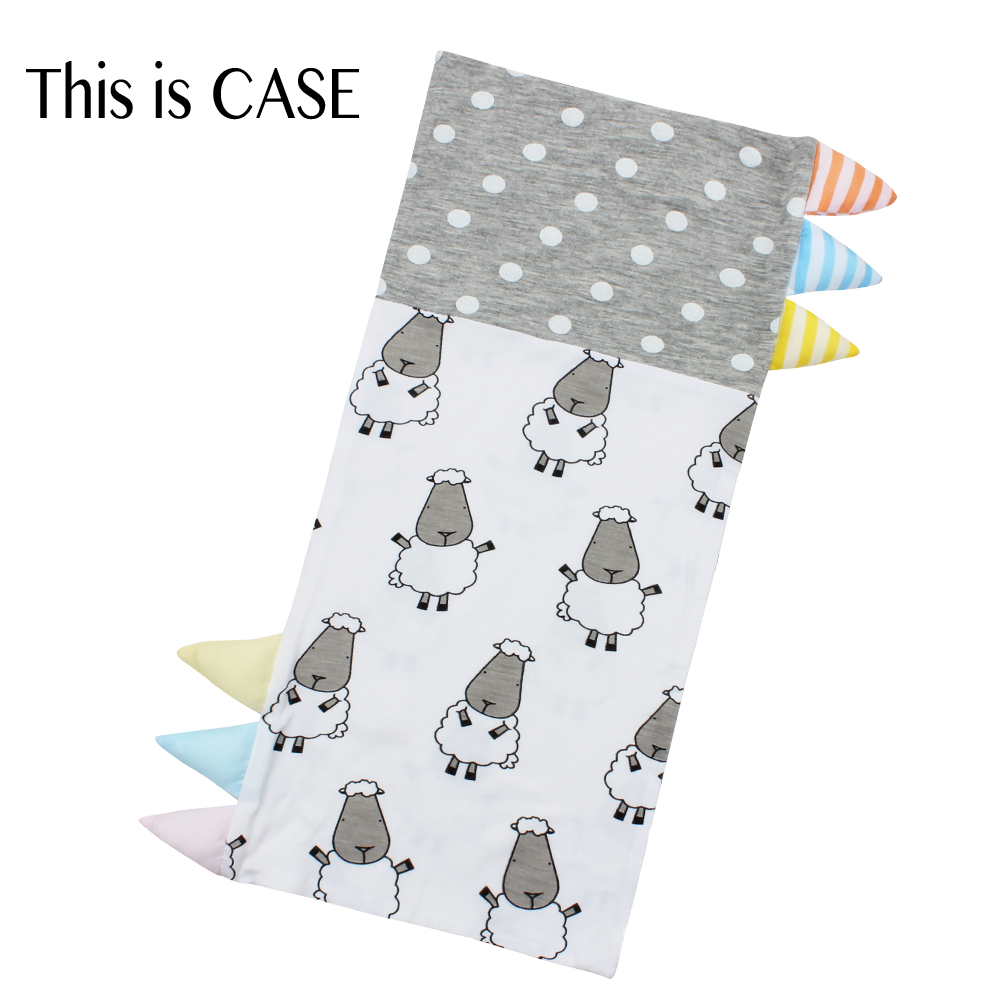 Bed-Time Buddy™ Case Big Sheepz White + Polka Dot Grey with Stripe tag - Small