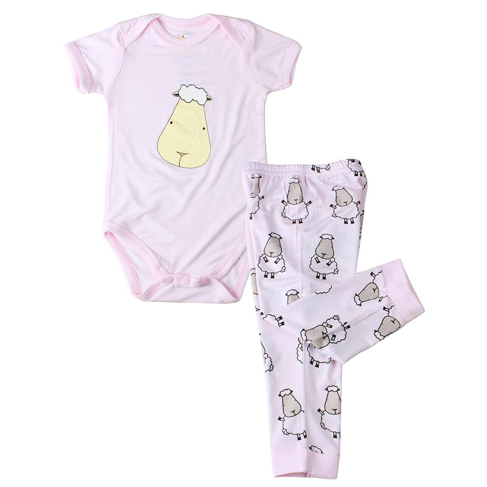 bamboo onesie baby pink
