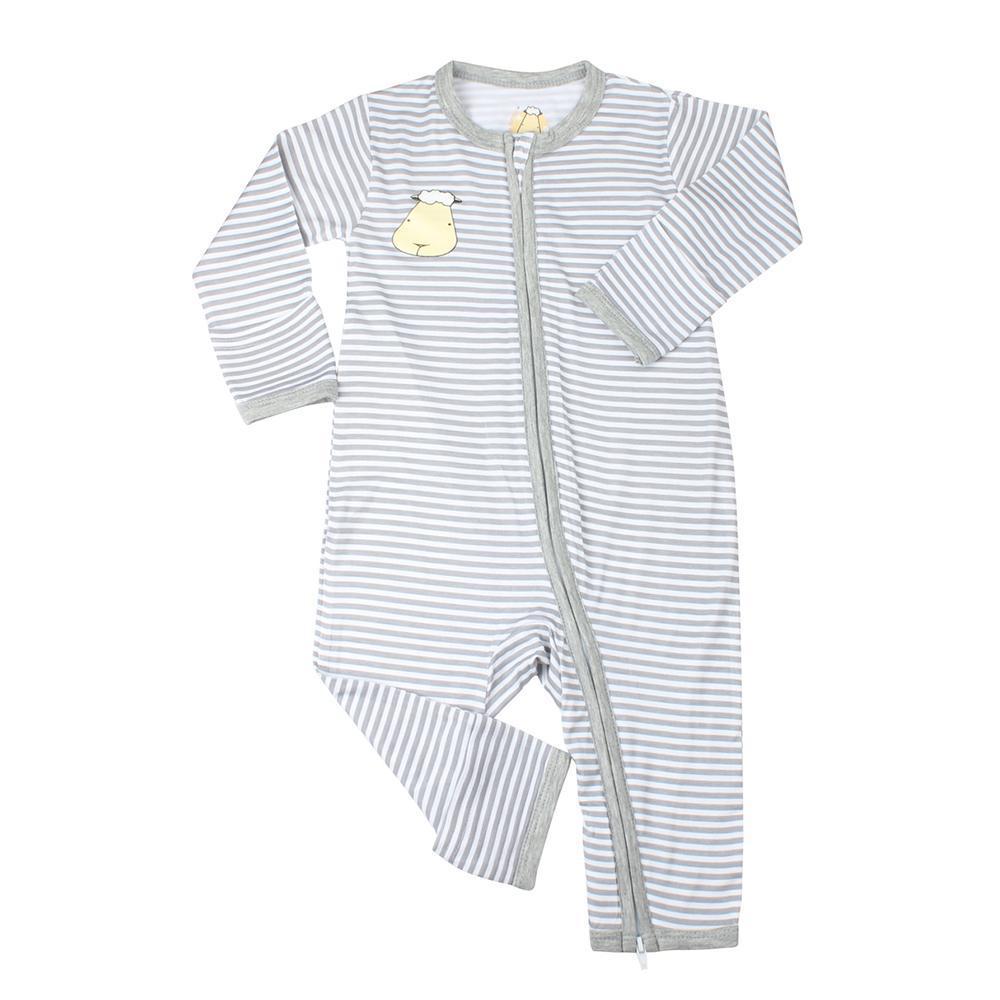 Romper Zip Grey Stripe