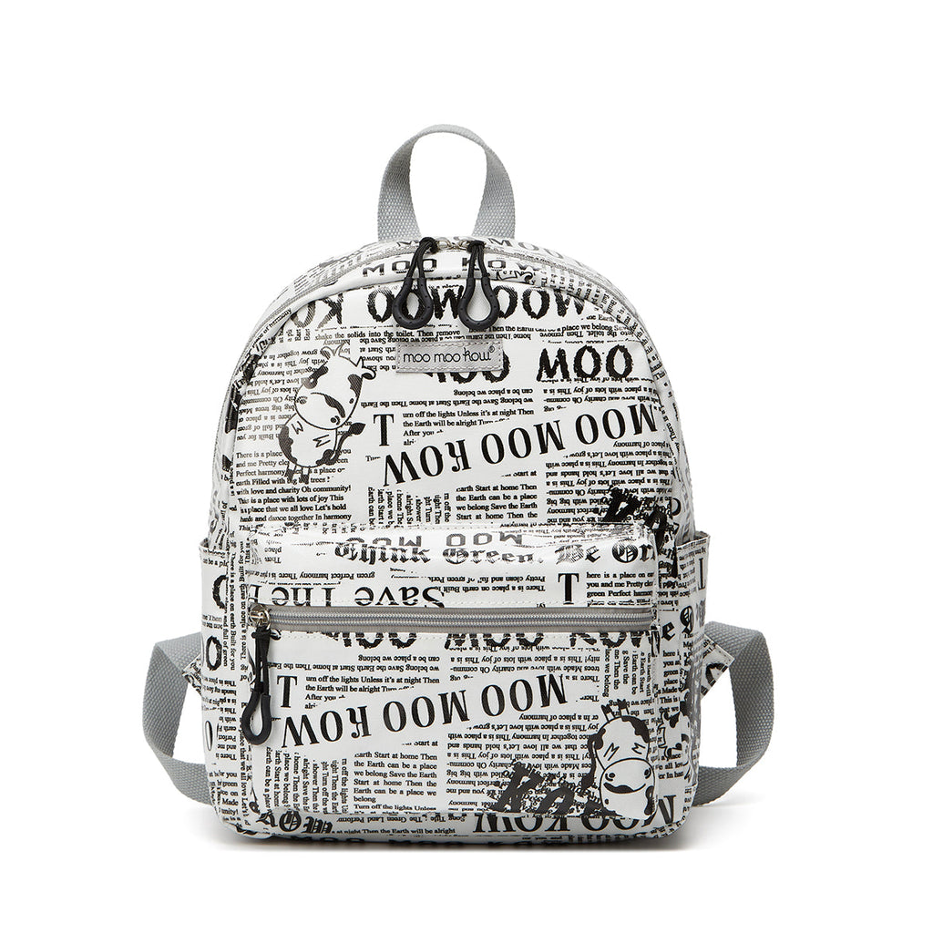 Baa Baa Sheepz Backpack Newspaper White - Medium