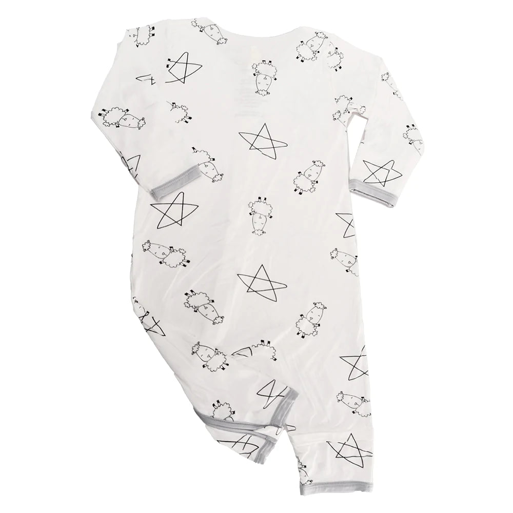 Romper Zip Cute Big Star & Sheepz White