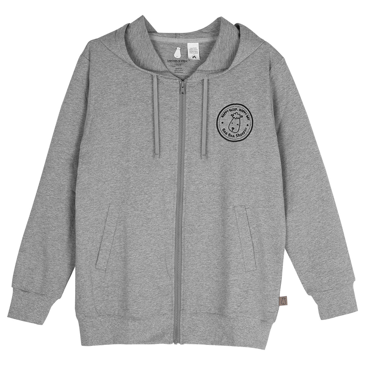 Unisex Long Sleeve Hoodie Happy Sleep Grey