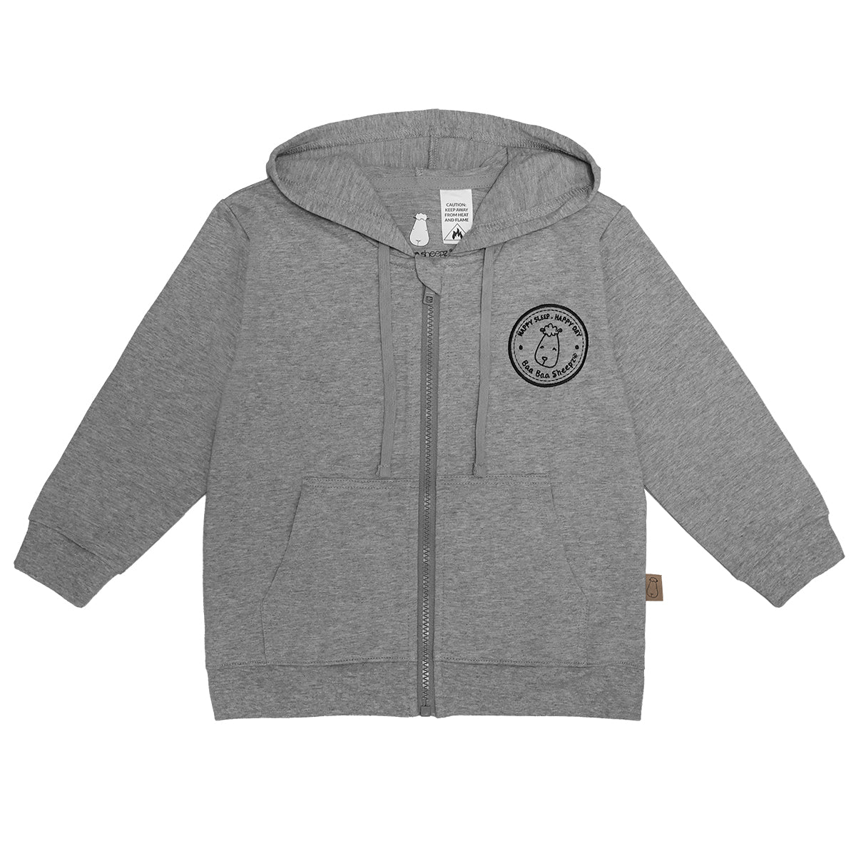 Unisex Long Sleeve Zip Hoodie Happy Sleep Grey