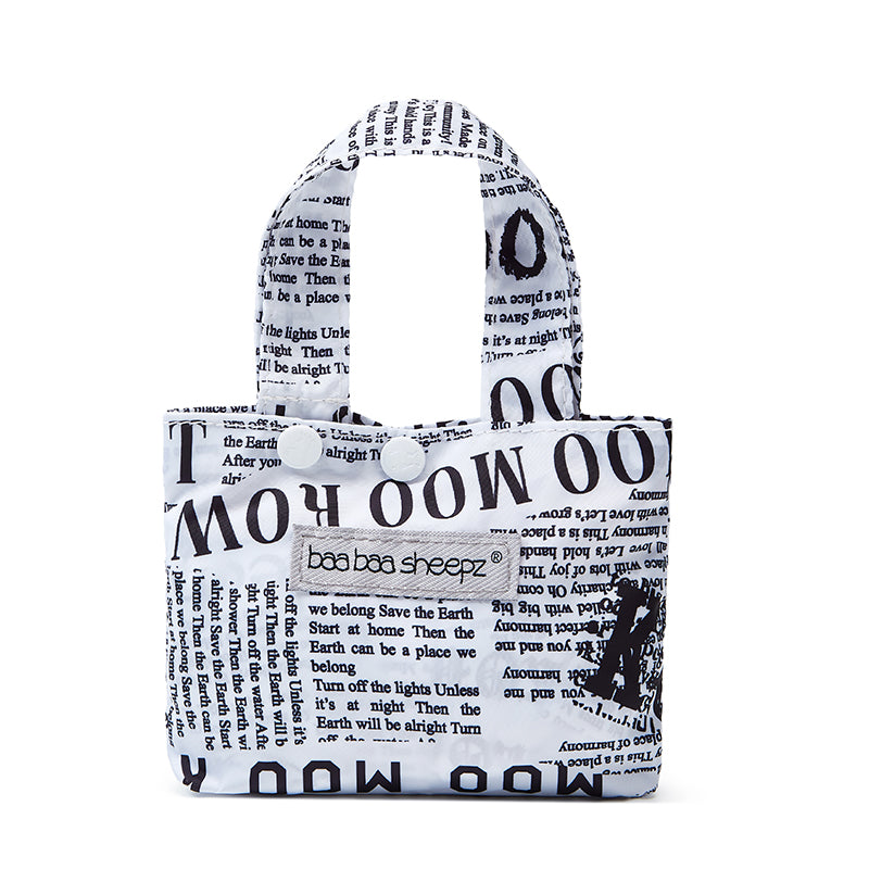 Moo Moo Kow Reusable Shopping Bag Newspaper White