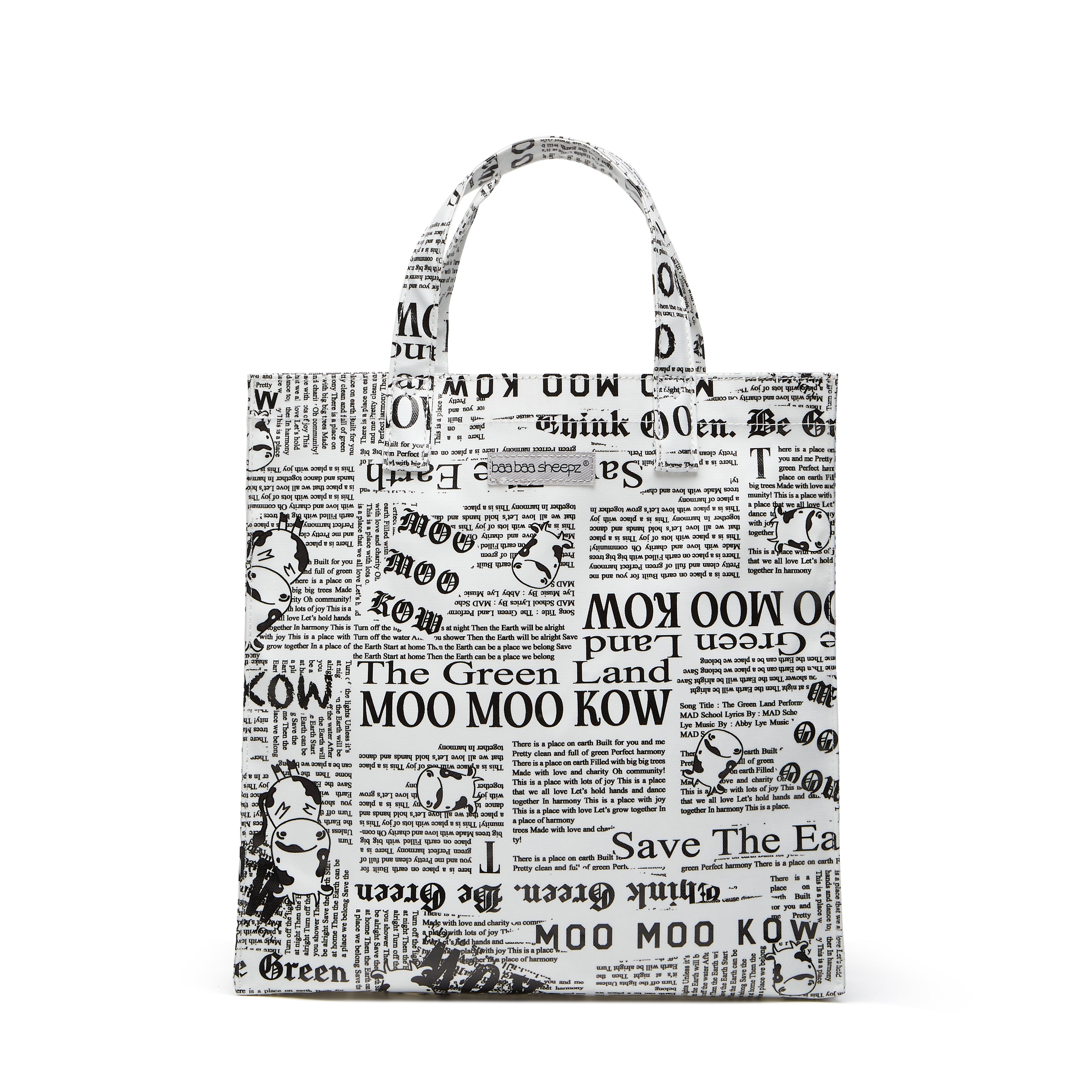 Moo Moo Kow Tote Bag Newspaper White