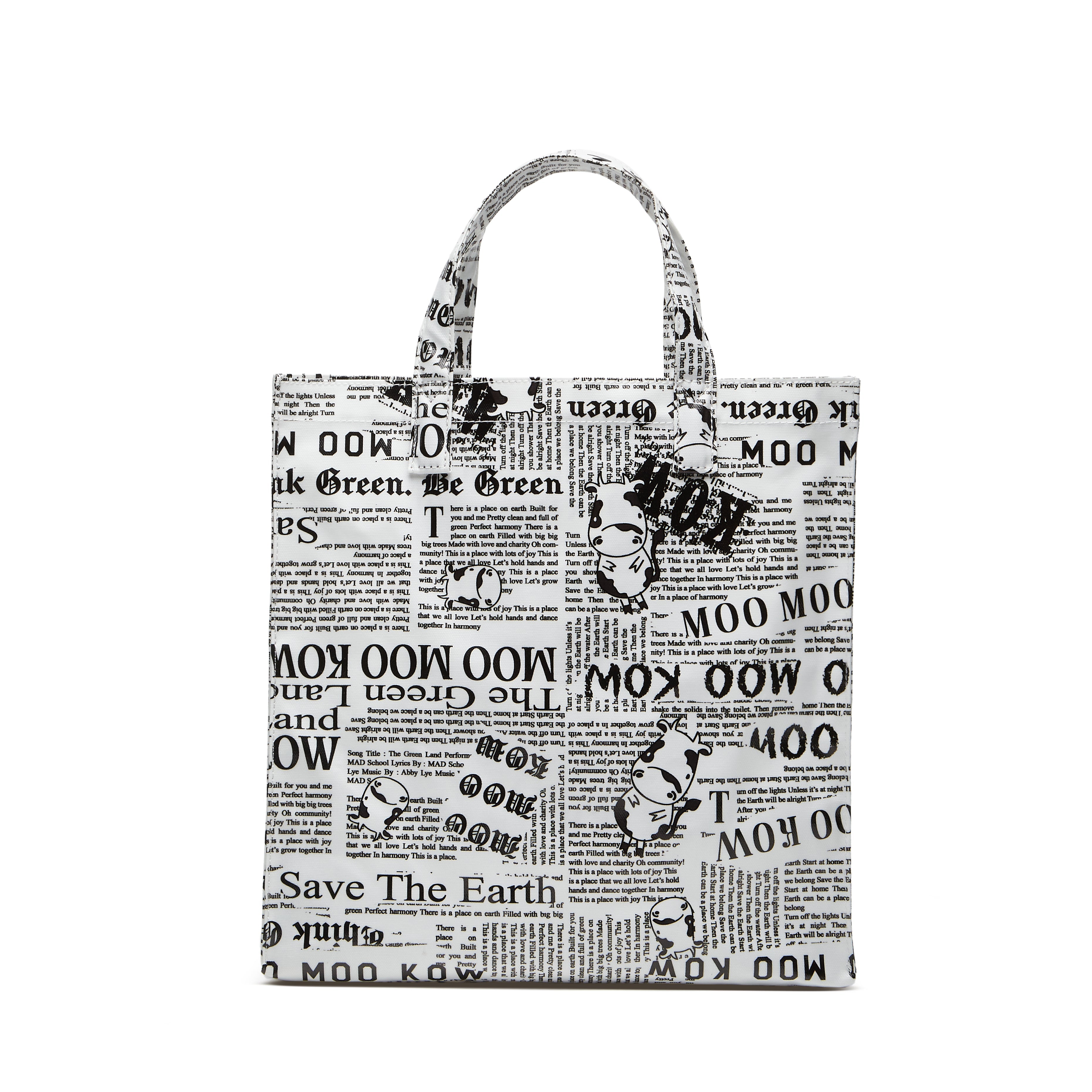 Moo Moo Kow Tote Bag Newspaper White