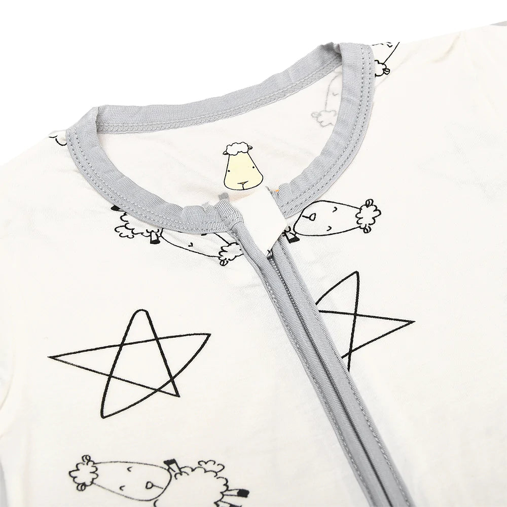 Romper Zip Cute Big Star & Sheepz White