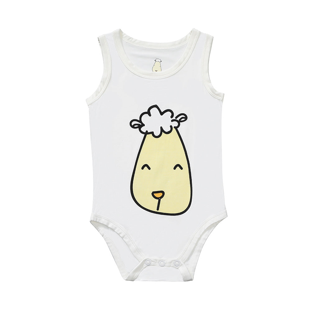 Sleeveless Onesie Smiley Baa Baa White