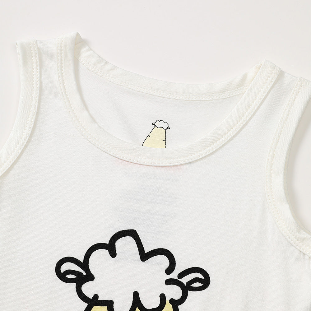 Sleeveless Onesie Smiley Baa Baa White