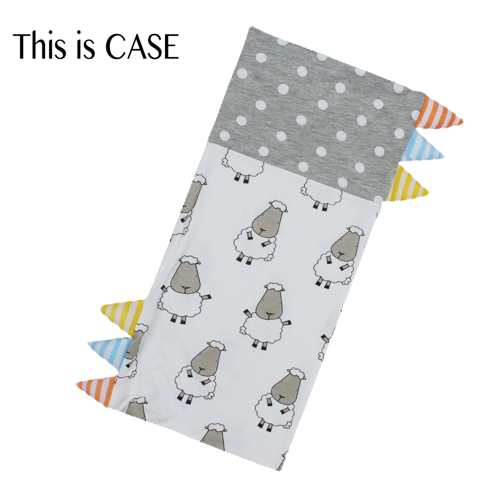 Bed-Time Buddy™ Case Big Sheepz White + Polka Dot Grey with Stripe tag - Small