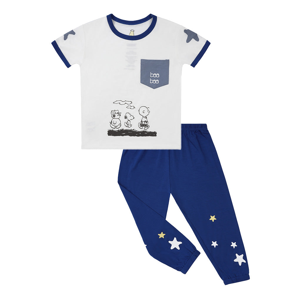 Short Sleeve Shirt S32 White + Pants S32 Blue