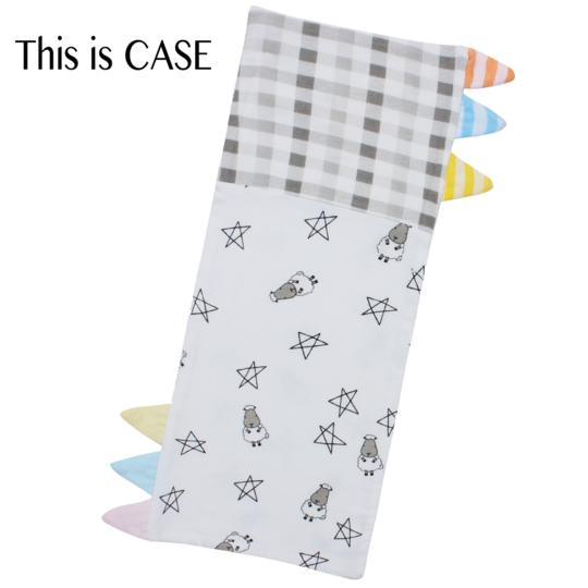 Bed-Time Buddy™ Case Small Star & Sheepz White + Checkers Grey with Stripe tag - Small
