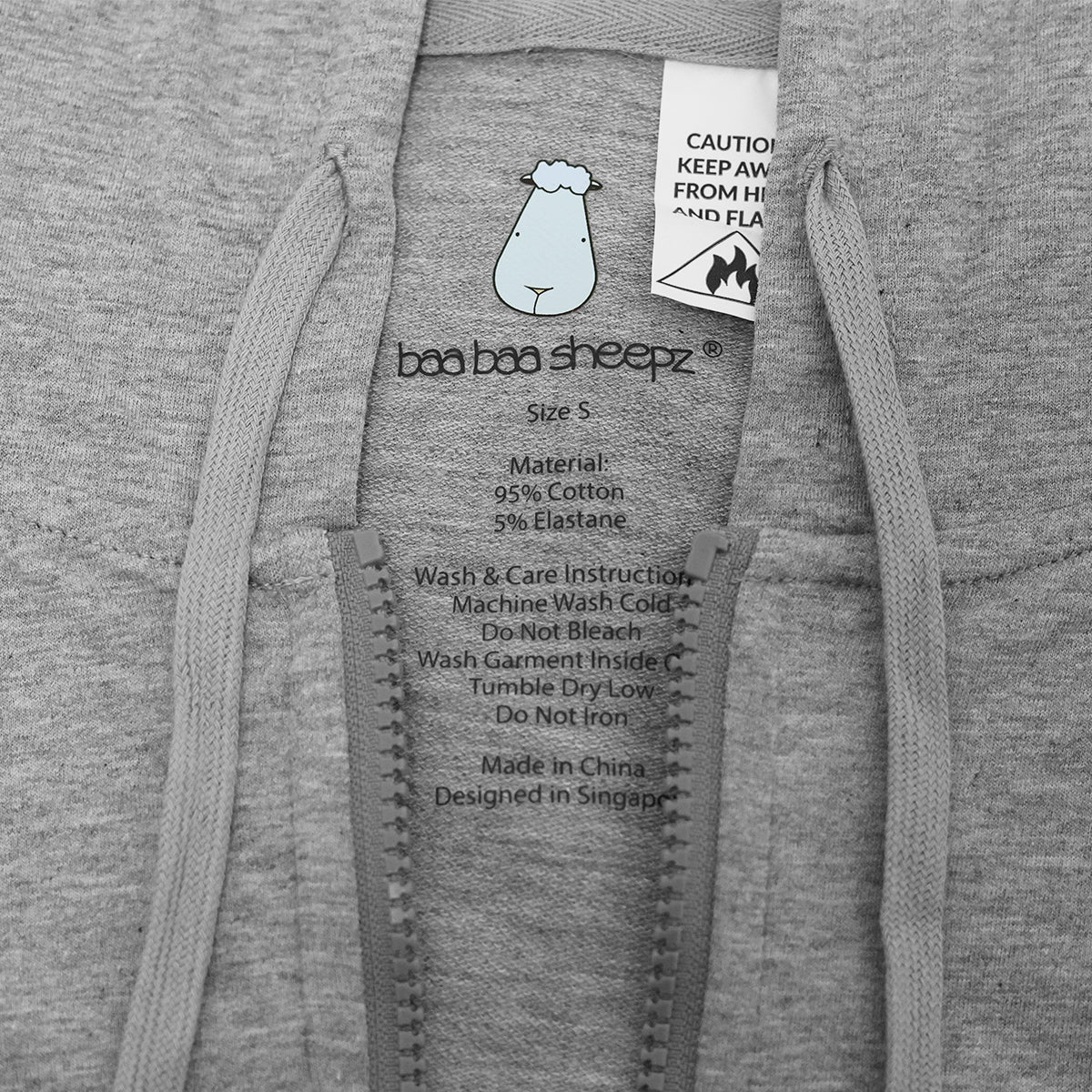 Unisex Long Sleeve Zip Hoodie Happy Sleep Grey