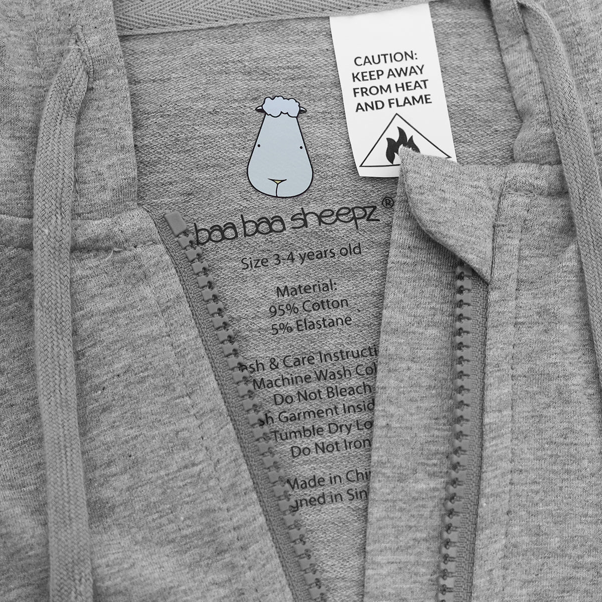 Unisex Long Sleeve Zip Hoodie Happy Sleep Grey