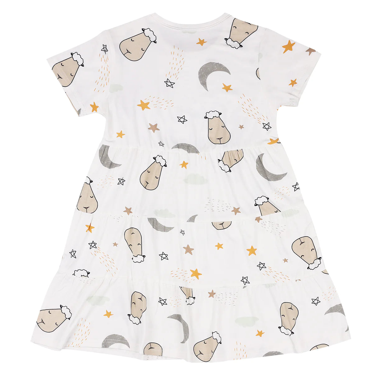 Tiered Dress Goodnight Baa Baa White