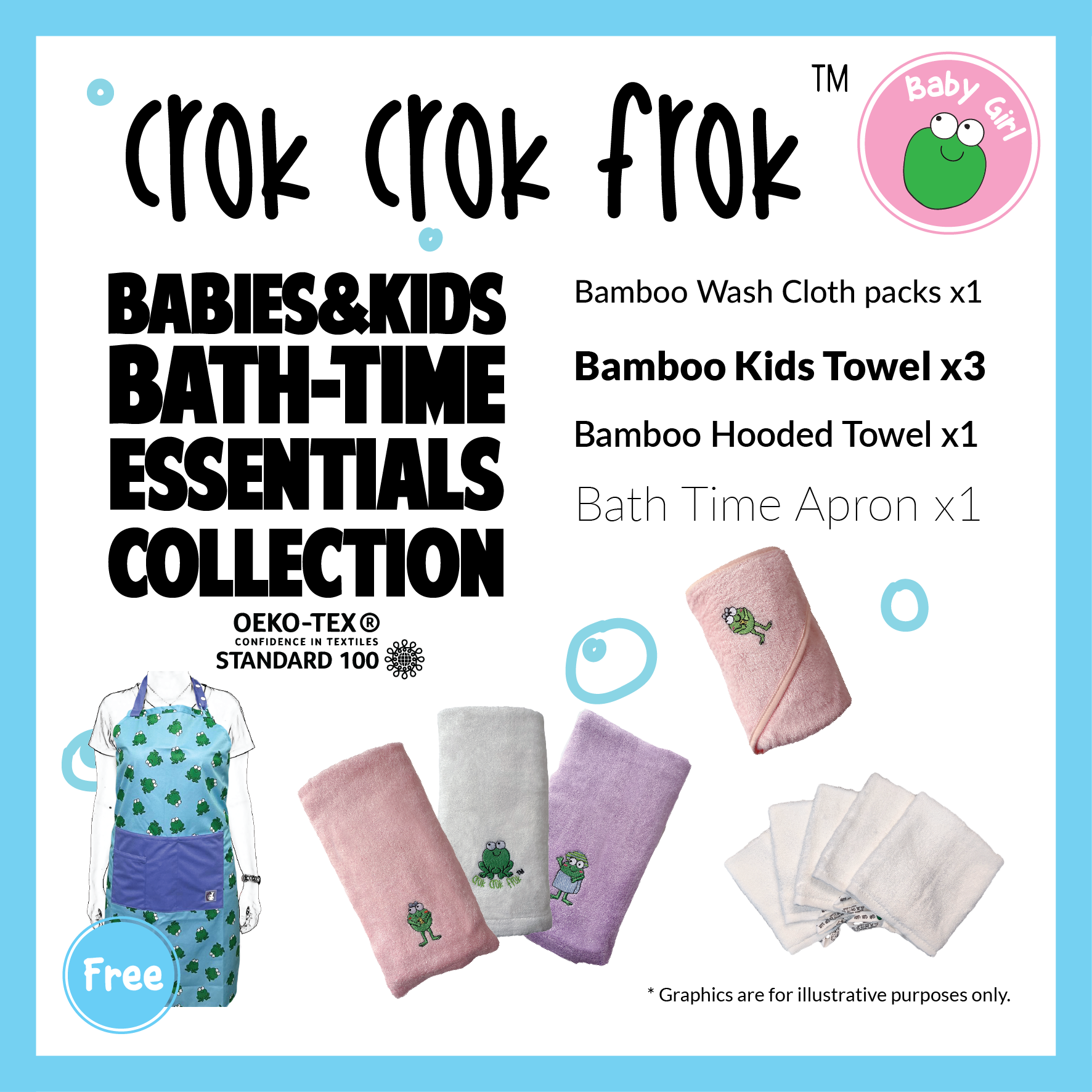 Crok Crok Frok Babies & Kids Bath-Time Essentials Collection