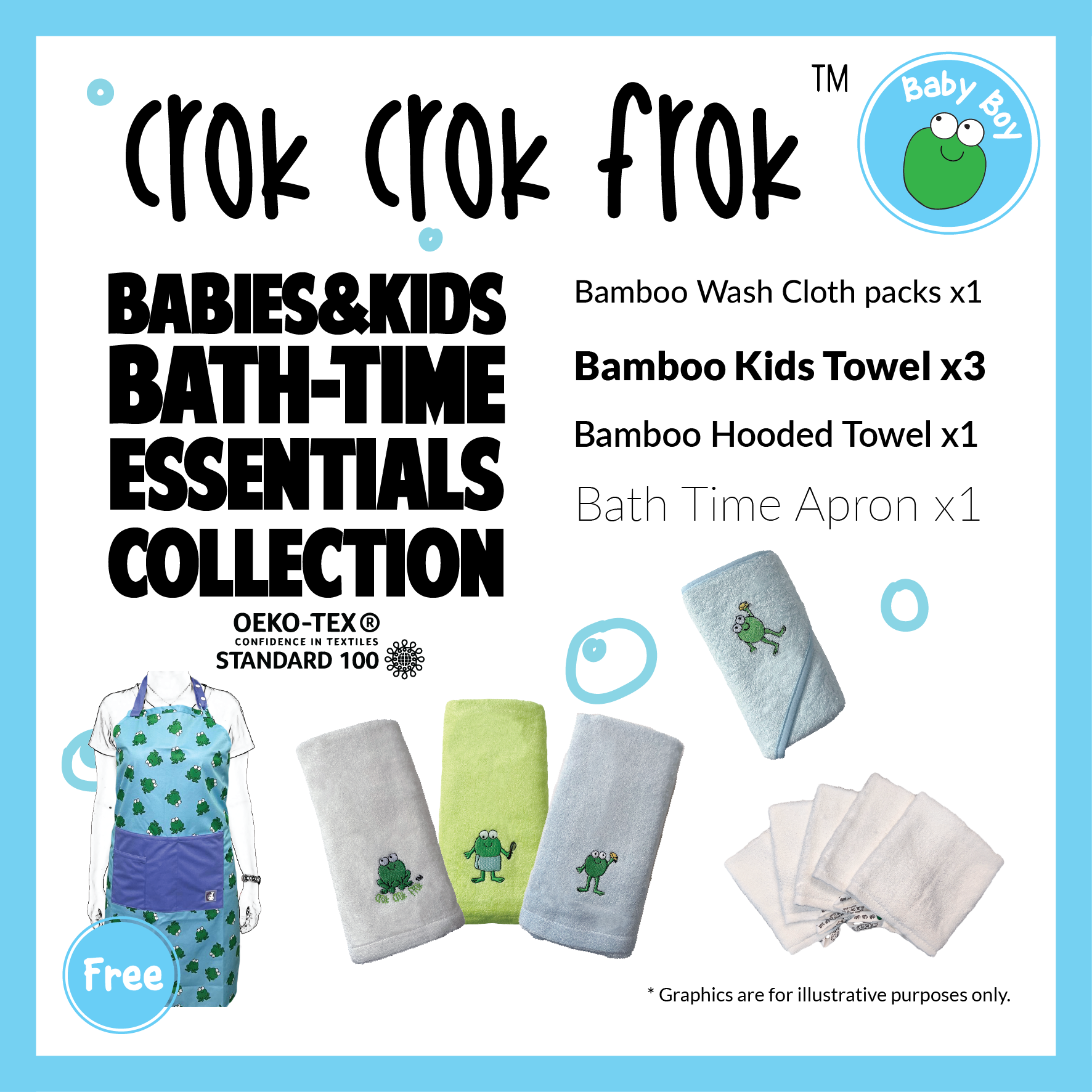 Crok Crok Frok Babies & Kids Bath-Time Essentials Collection