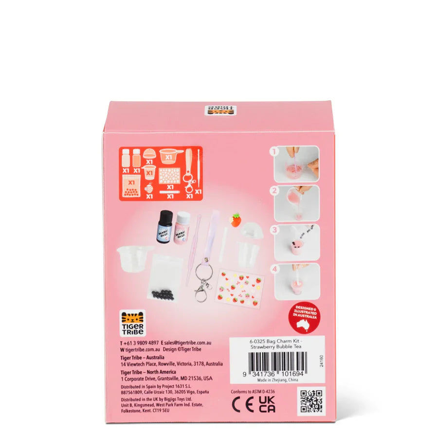 TIGER TRIBE BAG CHARM KIT - STRAWBERRY BUBBLE TEA