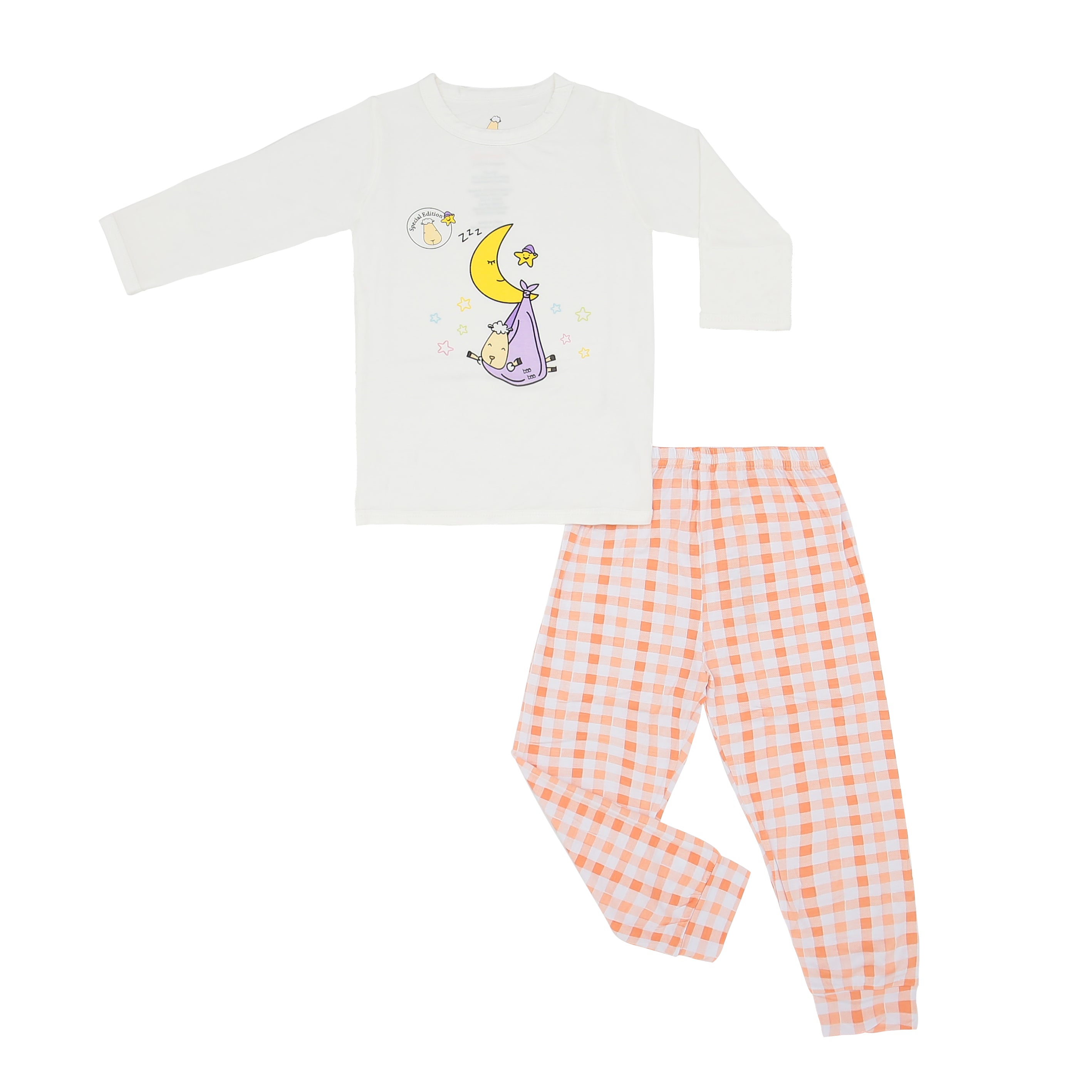 Pyjamas Set Little Purple Hat E Pearl + Checkers Orange