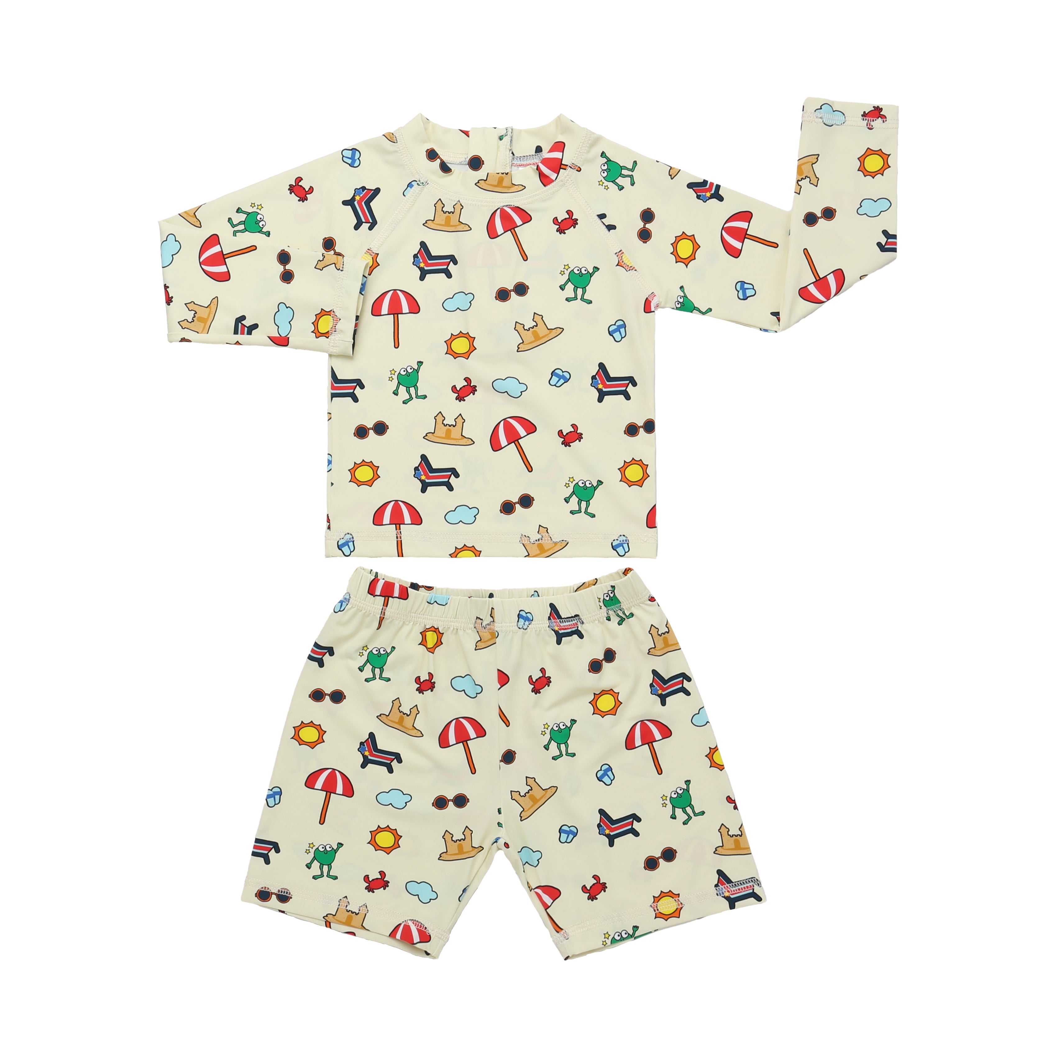 Boys Long Sleeve Swimsuit 001 Yellow + Shorts