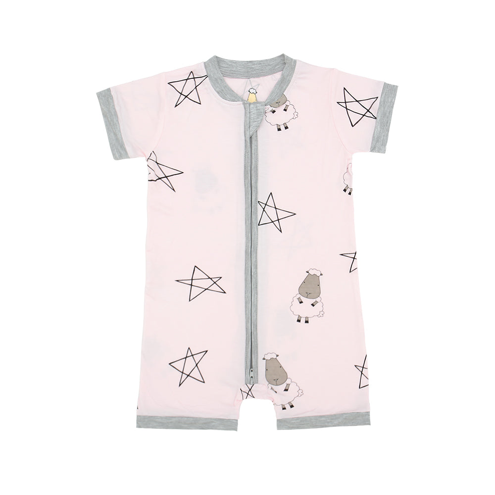 Romper Short Sleeve Zip Big Star & Sheepz Pink