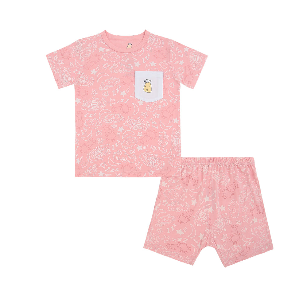 Short Sleeve Shirt Baa Baa in the Universe Pink + Shorts Baa Baa in the Universe Pink