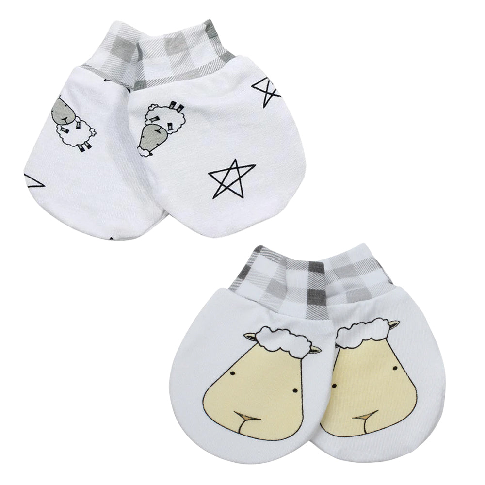 Mittens Small Star & Sheepz Checkers + Big Face Checkers White 2pairs