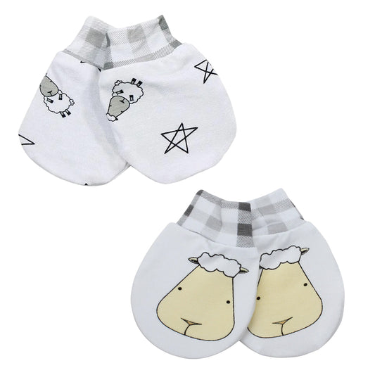 Mittens Small Star & Sheepz Checkers + Big Face Checkers White 2pairs