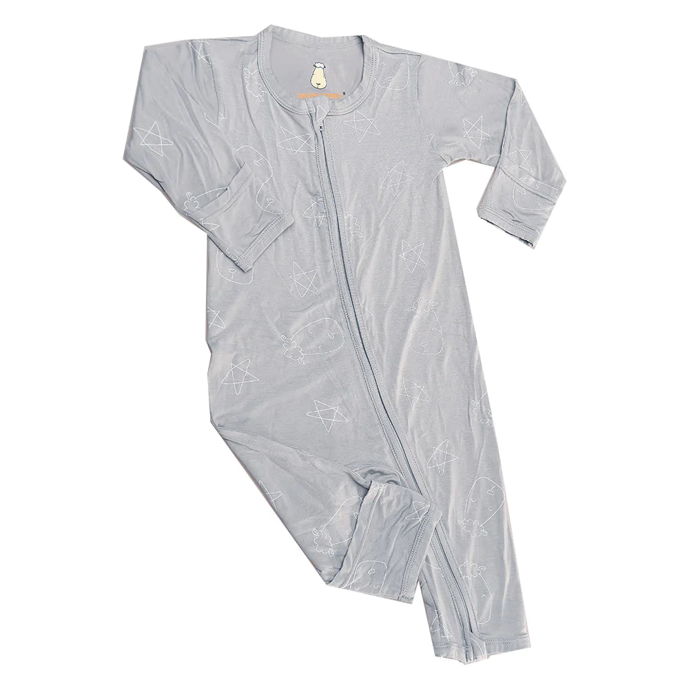 Romper Zip Cute Big Star & Head Grey