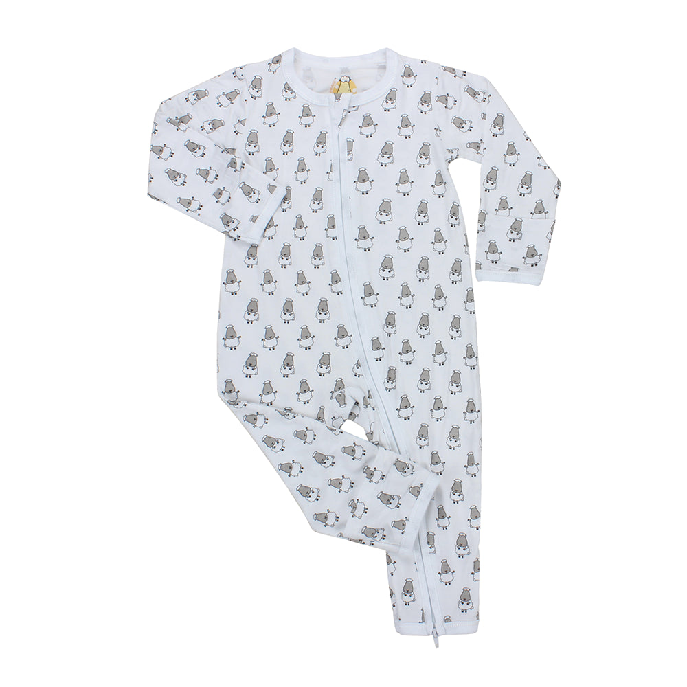 Romper Zip White Small Sheep